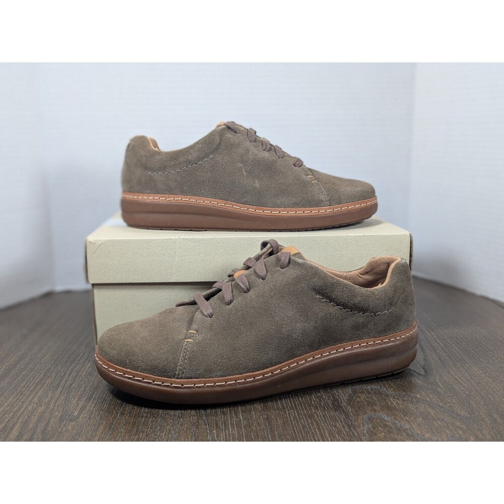 Clarks Amberlee Crest Loafers Shoes Womens 6.5 Olive Green Suede Lace Up Casual